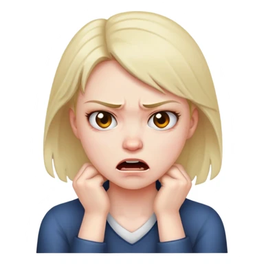 Angry girl with hands around her neck  sticker