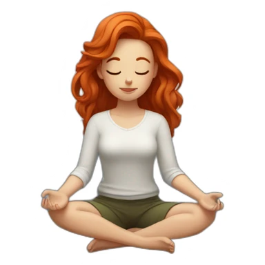 Redhead girl meditating on Mountains sticker