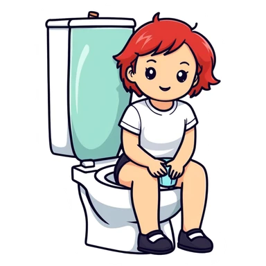 Red hair girl on the toilet  sticker