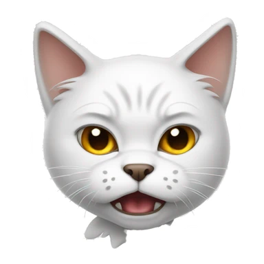 angry little white cute cat sticker