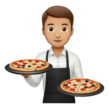 A waiter serving pizza sticker