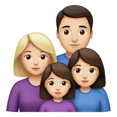 Familia de 4 personas : Hombre gordito pelo oscuro, Mujer pelo cafe, hija 1 pelo mono , hija 2 pelo oscuro. sticker