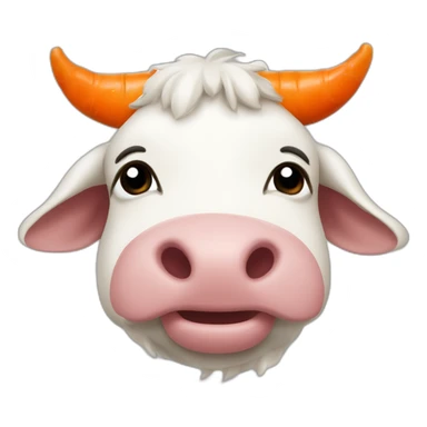Une vache avec des carottes à la place des cornes sticker