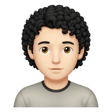 White boy with black curly hair sticker