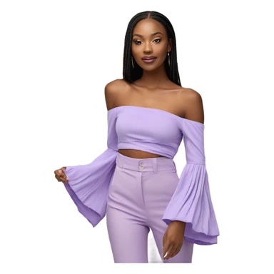 Lilac off shoulder Long sleeve top, isolated sticker