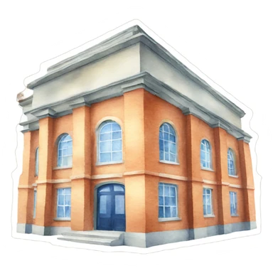 Create Watercolor painted school building sticker