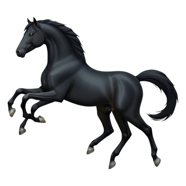cinematic-[black horse]-realistic-full-body-galopping-emoji,-tail-flicking-lazily,-head-tilted-dramatically,-sleek-[black]-coat,-simplified-yet-realistic-focused-features,-highly-detailed,-glowing-with-an-almost-sarcastic-glow sticker