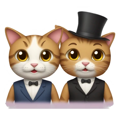 two cats dressed up for a date sticker