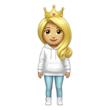 blond princess white with crown white hoodie iridescente sticker