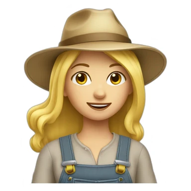 blonde farmer girl with hat sticker
