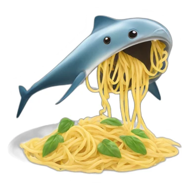 Sad mantaray eating pasta sticker