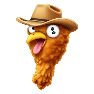 fried chicken leg wearing a cowboy hat sticker