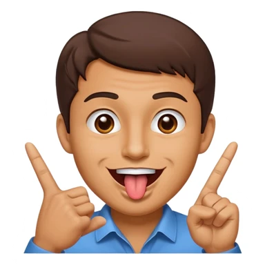 Man making v shape with fingers and tongue sticking out of mouth sticker