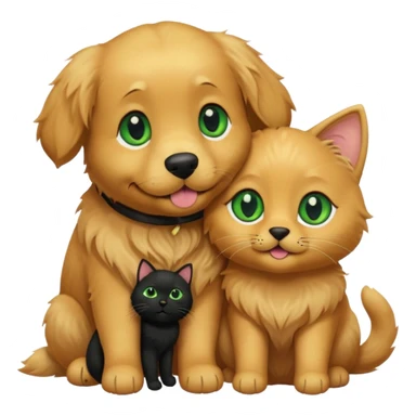 golden retriever and black cat with green eyes as couple sticker
