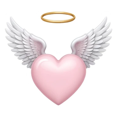 Light pink heart with white angel wings sticker