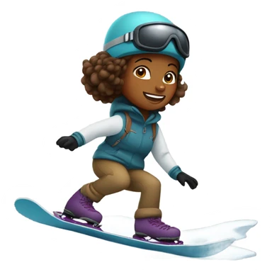 Brown girl snowboarding on hill sticker