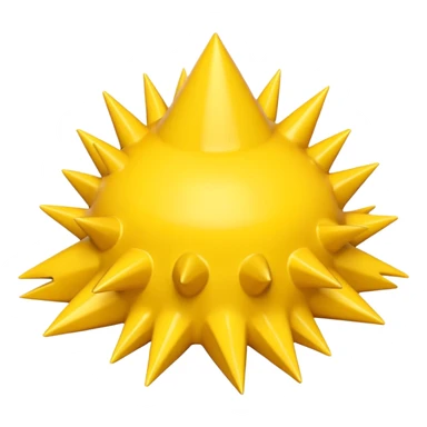 Compact iOS‑style 3D emoji: plain jagged burst (10 spikes), bright yellow, smooth shading, thin darker edge; no characters or pictograms sticker
