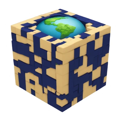 Cube earth made of voxels sticker