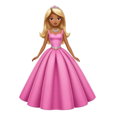 Brown skin blonde hair barbie princess with long dress   sticker