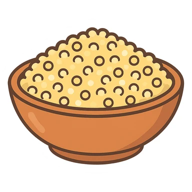 flat toon style quinoa grains in a bowl, no background sticker