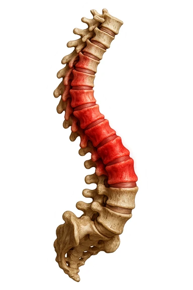 spina dorsale infiammata e storta, scoliosi, iperrealistico 4k sticker