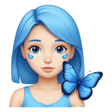 Girl have Blue butterfly  sticker