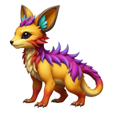 Rare realistic exotic cute epic pretty beautiful handsome gorgeous aesthetic colorful vibrant Vernid-Protogen-Primagen-Wickerbeast-species-Fakemon-creature by LiLaiRa, random markings, tufted ears, full body sticker