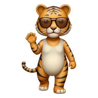 anthropomorphised tiger in casual dress wearing sunglasses walking upright sticker