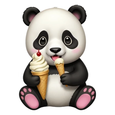 Panda eating ice cream sticker