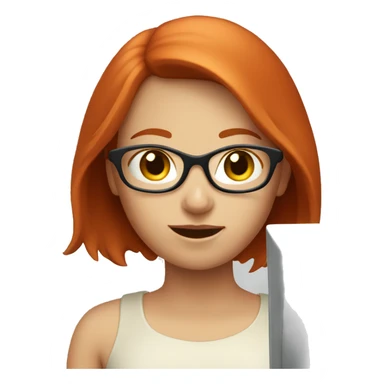 A red-haired girl with a computer. sticker