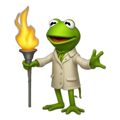 kermit frog holding torch sticker