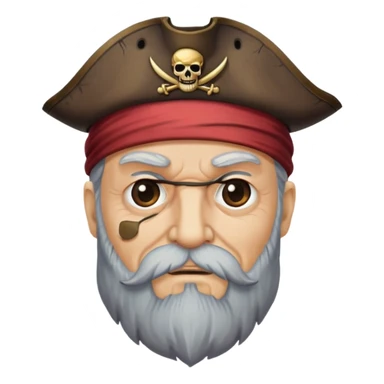 old bearded pirate with eye patch and pirate hat sticker