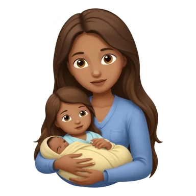 "Long-haired brown woman with fair skin nursing her baby."
 sticker