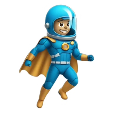 Super hero spaceman in blue sticker