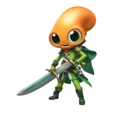 brave splatoon squid with sword sticker