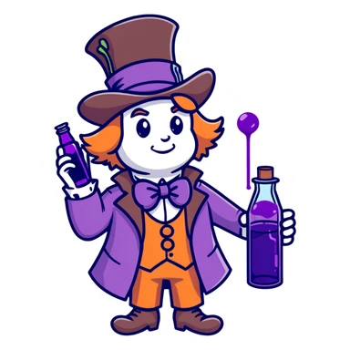 the Mad Hatter with a clear bottle with purple liquid in it sticker