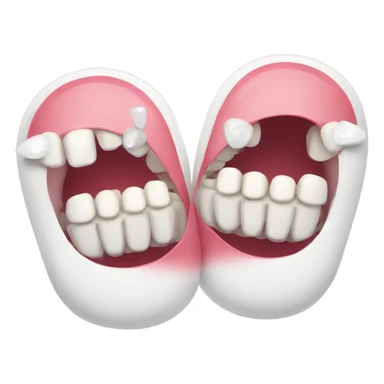 A pair of false teeth with googly eyes, wearing slippers  sticker