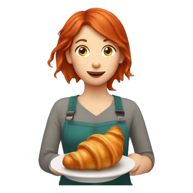 girl eating croissant with red hair  sticker