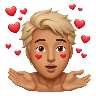 man flying kisses in the wind with hearts flying sticker