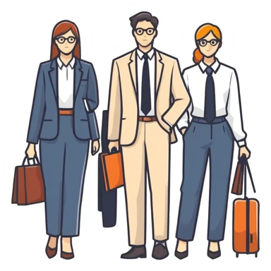 group of people in business attire, cartoonish sticker style sticker