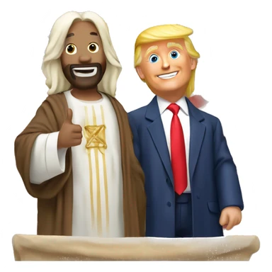 Donald Trump and Jesus celebrating ￼ sticker