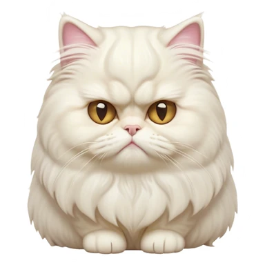 Cinematic Grumpy White Persian Cat Portrait Emoji, Head tilted playfully with a hint of sass, fluffy white fur with subtle hints of cream and golden tones, Simplified yet hilariously chubby features, highly detailed, glowing with a warm but undeniably grumpy glow, high shine, a mix of lazy and uninterested, stylized with a touch of whimsy, bright but with an expression of sheer disdain, soft glowing outline, capturing the essence of a mischievous yet chubby, grumpy kitty, so endearing it feels like it could stretch out of the screen and sarcastically demand attention with its iconic, grumpy charm! sticker