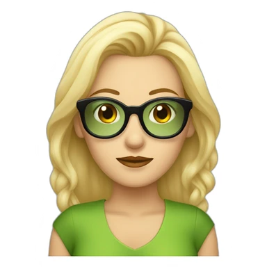 Mujer rubia  ojos verdes y gafas doradas sticker