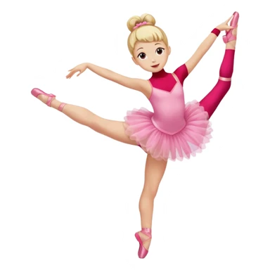 aestethic blonde girl doing ballet, with a pink tutu, bun, with a leg on the floor, and the other one in the air sticker
