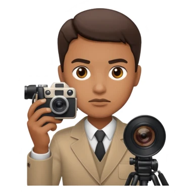 a journalist with a camera sticker