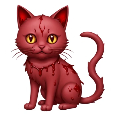 Sanguine crimson maroon burgundy carmine bloody blood-cat-Fakémon-creature (full body) Drenched in blood covered in wounds and scars sticker