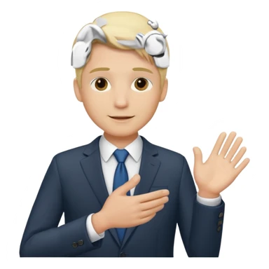 consulting man with hand with white skin and blonde hair helping sticker