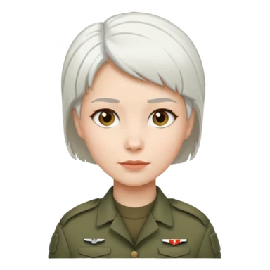 female soldier white hair style sticker