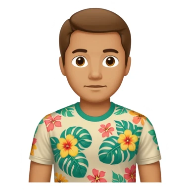 Retro 70s man face in hawaii t-shirt sticker