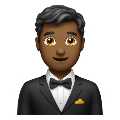 Man adjusting bow tie sticker